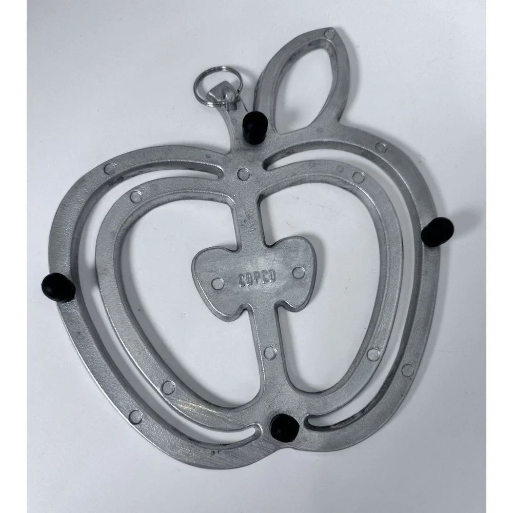 Copco Apple‎ Polished Aluminum Wall Hanging or Footed Trivet Decoration Silver